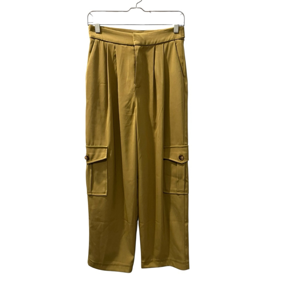 Anthropologie Avec Les Filles Barrel Leg Green Cargo Pants Size 2 Zip Pleated - Picture 4 of 11